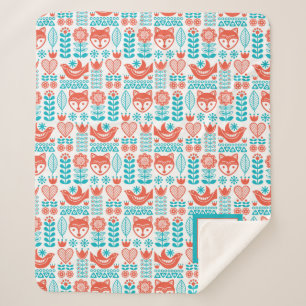 Cobertor Sherpa Teste padrão finlandês da arte popular do Fox & do