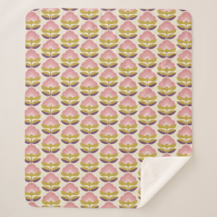 Cobertor Sherpa Teste padrão floral cor-de-rosa & roxo retro