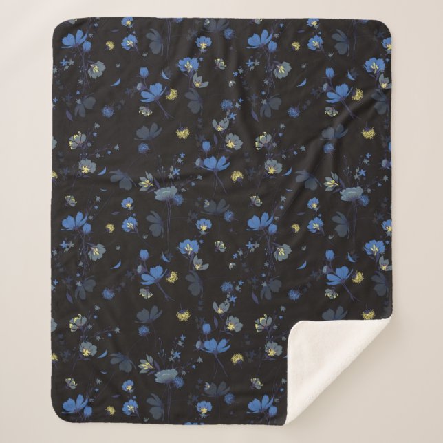 Cobertor Sherpa Teste padrão floral fundido vento (Frente)