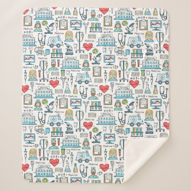 Cobertor Sherpa Teste padrão médico do design (Frente)