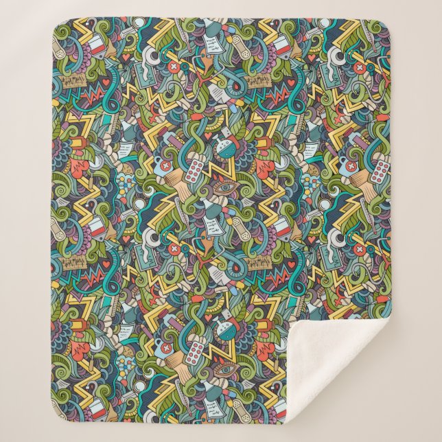 Cobertor Sherpa Teste padrão médico do ícone da arte abstracta (Frente)