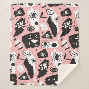 Cobertor Sherpa Teste padrão moderno abstrato do olho & dos lábios