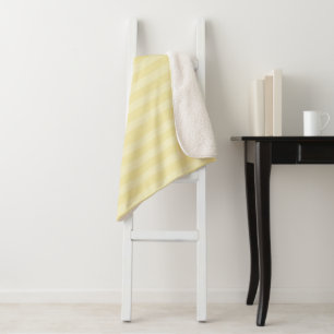 Cobertor Sherpa Teste padrão moderno amarelo pálido da listra