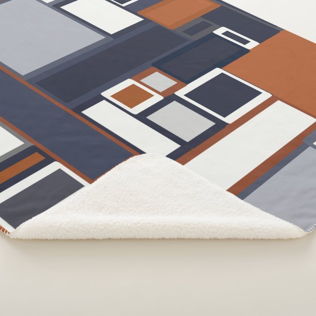 Cobertor Sherpa Teste padrão moderno do meio século do marinho e (3/4)