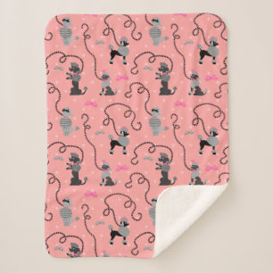 Cobertor Sherpa Teste padrão moderno preto cor-de-rosa retro do 50