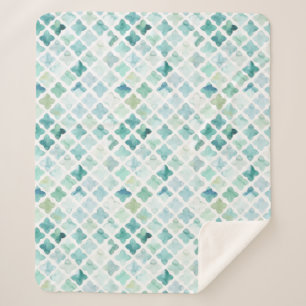 Cobertor Sherpa Teste padrão pintado mão de turquesa