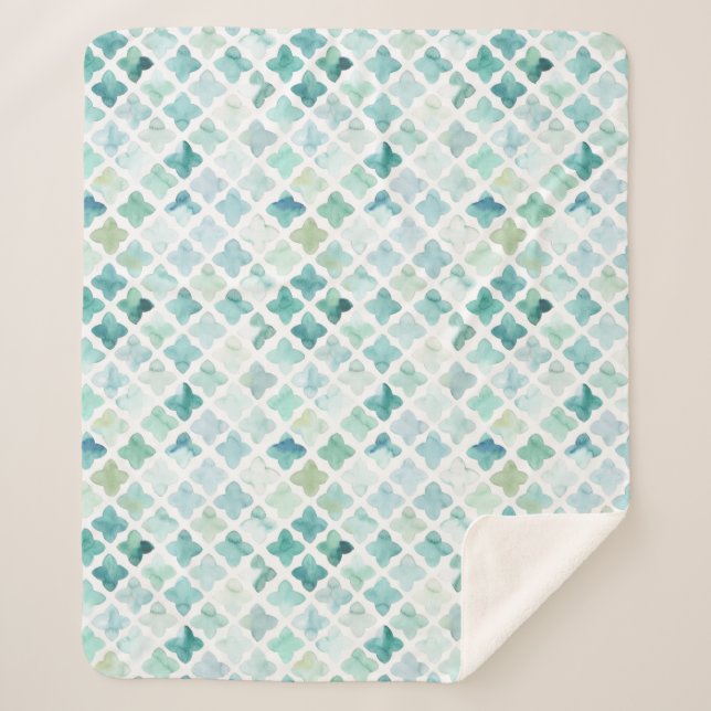 Cobertor Sherpa Teste padrão pintado mão de turquesa (Frente)