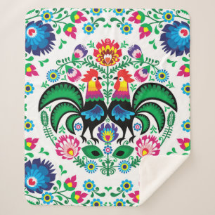 Cobertor Sherpa Teste padrão polonês quadrado do galo