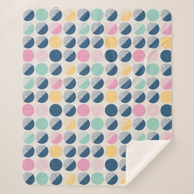 Cobertor Sherpa Teste padrão retro do Semi-Círculo (Frente)