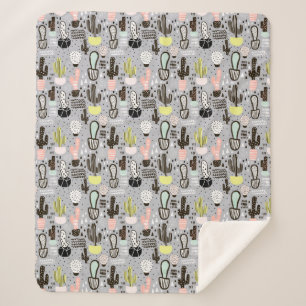 Cobertor Sherpa Teste padrão Textured tirado mão do cacto