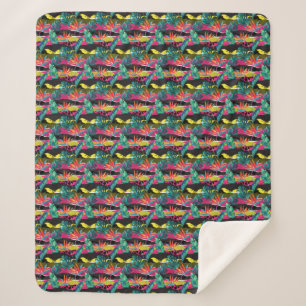 Cobertor Sherpa Teste padrão tropical abstrato da textura do néo