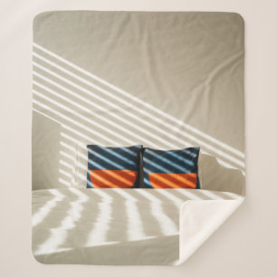 Cobertor Sherpa Têxteis de xadrez preto vermelho e branco em cama