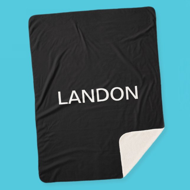 Cobertor Sherpa Texto Branco Preto e Negrito Moderno (Criador carregado)