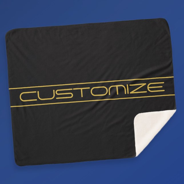 Cobertor Sherpa Texto Dourado e faixas de linha modernas editáveis (Criador carregado)