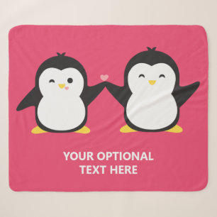 Cobertor Sherpa Texto e cor personalizados dos pinguins de corte