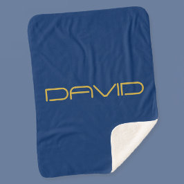 Cobertor Sherpa Texto Na moda editável | Azul Dourado e Marinho