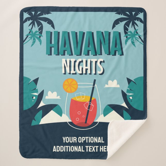 Cobertor Sherpa Texto Personalizado "Noites de Havana" (Frente)
