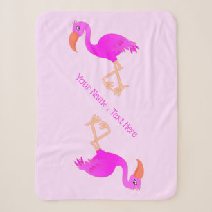 Cobertor Sherpa Texto personalizado Sherpa Blanket Rosa Flamingos