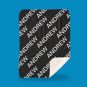 Cobertor Sherpa Texto Personalizável Preto e Branco Moderno e Ou