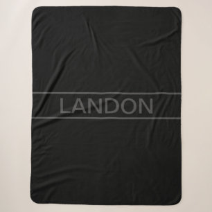 Cobertor Sherpa Texto Personalizável Preto Moderno e Cinza Escur