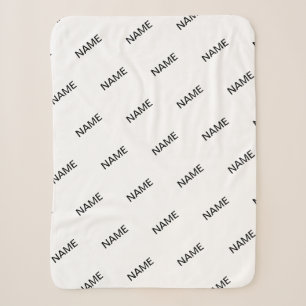 Cobertor Sherpa Texto repetitivo personalizável moderno branco e p