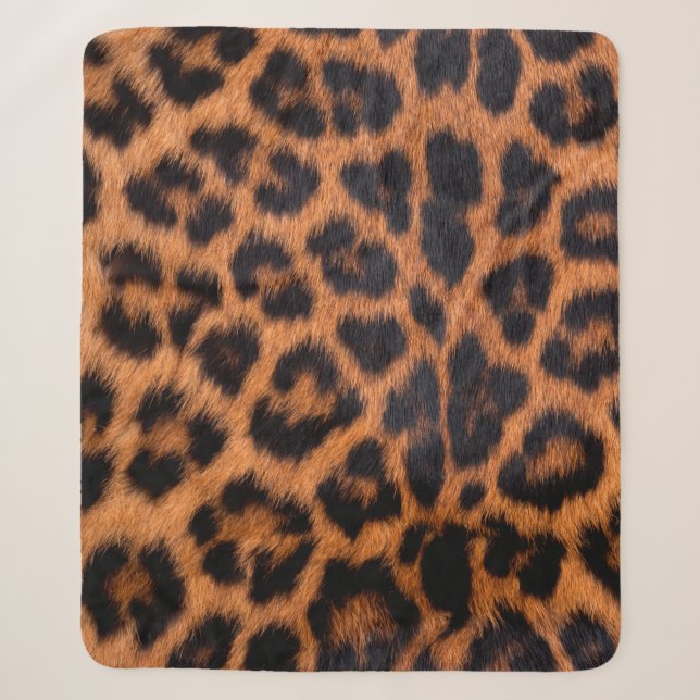 Cobertor Sherpa Textura da pele do leopardo: Prato de mancha-leopa (Frente)