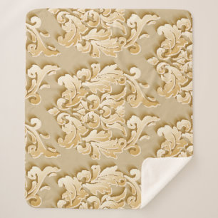 Cobertor Sherpa Textura de Cor damasco da Vintage Elegante