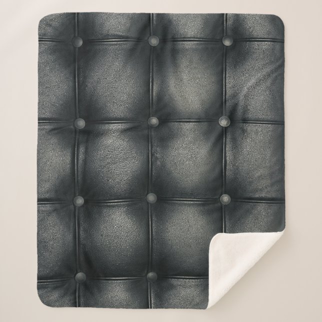 Cobertor Sherpa Textura De Couro Buttonado De Luxo (Frente)