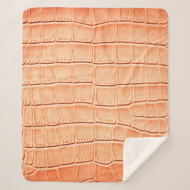 Cobertor Sherpa Textura de couro de crocodilo castanho-claro (Frente)