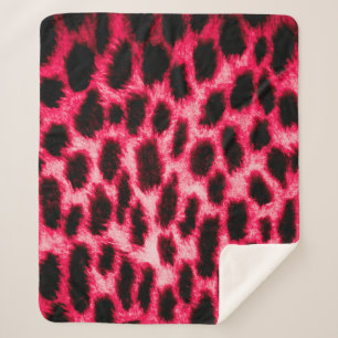 Cobertor Sherpa Textura de couro-leopardo com cores pretas e verme