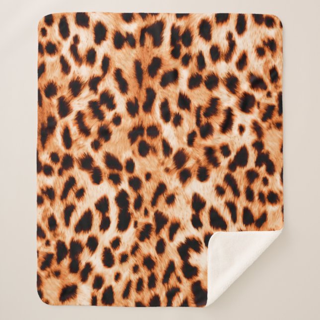 Cobertor Sherpa Textura de impressão do leopardo (Frente)