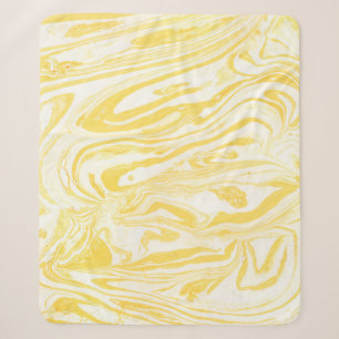 Cobertor Sherpa Textura de mármore amarelo. Desenho manual