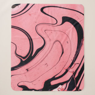Cobertor Sherpa Textura de mármore rosa e preto. Mão pintada