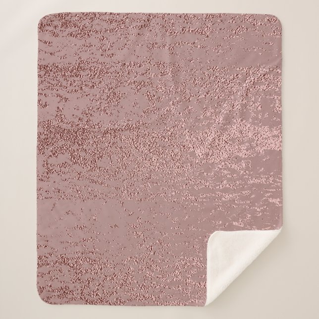 Cobertor Sherpa Textura de ouro metálico, quartzo rosa. (Frente)