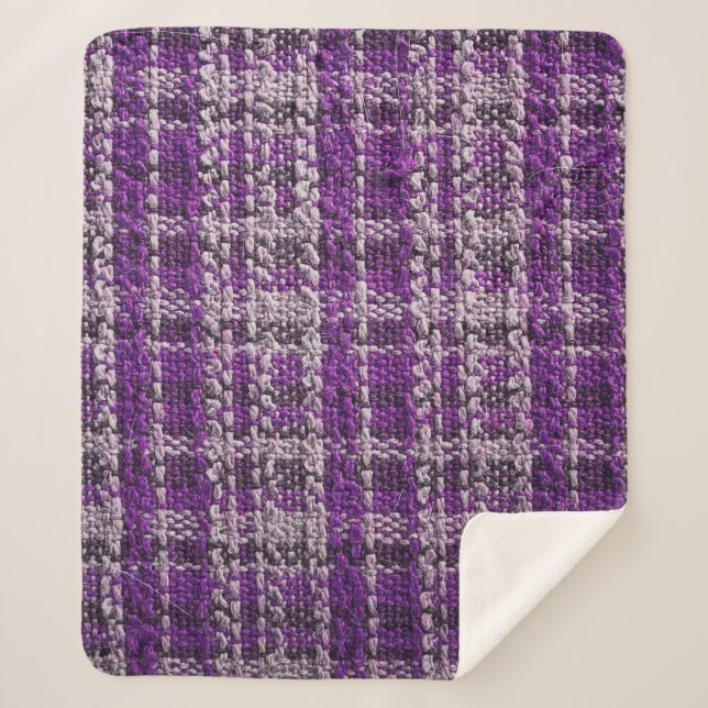 Cobertor Sherpa Textura de tecido de tartã roxo útil como backgr (Frente)