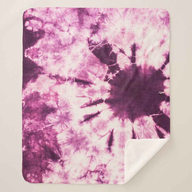 Cobertor Sherpa Textura de Tie Dye Batik Roxo (Frente)