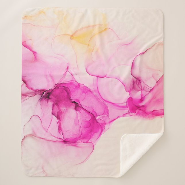 Cobertor Sherpa Textura do mar de tinta a álcool. Arte contemporân (Frente)