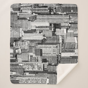 Cobertor Sherpa Textura Isométrica de Cidade do Skyscraper