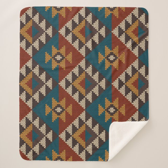 Cobertor Sherpa Textura Tribal Da Lã Aztec. (Frente)