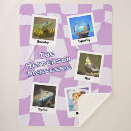 Cobertor Sherpa The Family Menagerie – Custom 5-Pet Photo Design