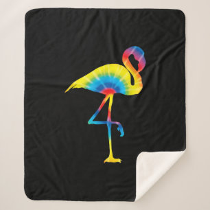 Cobertor Sherpa Tie Dye Flamingo Rainbow Impressão Bird Animal Hi