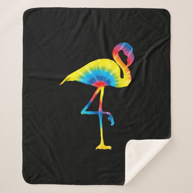 Cobertor Sherpa Tie Dye Flamingo Rainbow Impressão Bird Animal Hip (Frente)