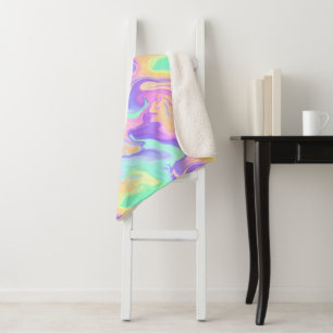 Cobertor Sherpa Tie Dye Swirl Marble Retro Groovy