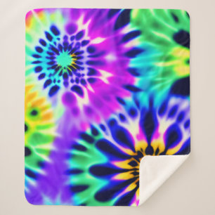 Cobertor Sherpa Tie Dye Swirling Pattern Design