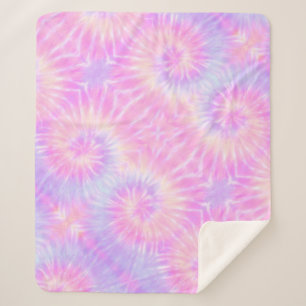 Cobertor Sherpa Tiedye Pastel Rainbow Spiral Hippie Tie Dye