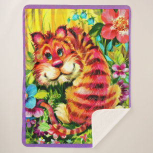 Cobertor Sherpa tigre colorido