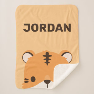 Cobertor Sherpa Tigre de Cuta com Nome Personalizado