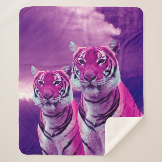 Cobertor Sherpa Tigres roxos (Frente)