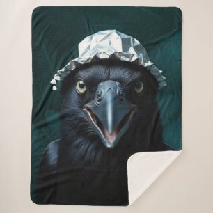 Cobertor Sherpa Tin Foil Hat Black Bird Raven
