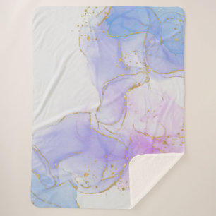 Cobertor Sherpa Tinta rosa, púrpura e azul de álcool